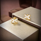 ??MIRA?¡¥JEUX DE WHITE MOP GOLD DIAMOND EARRINGS