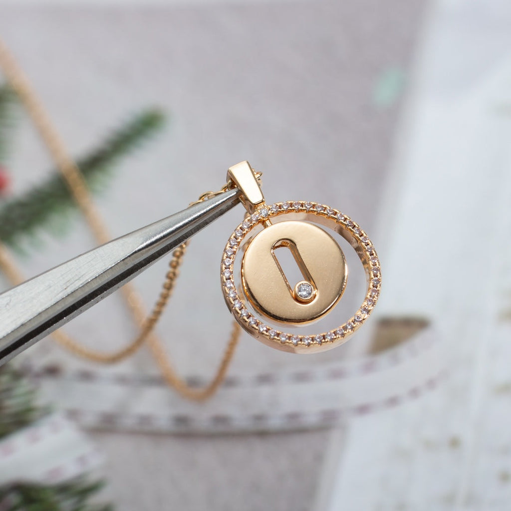 [MIRA]LUCKY MOVE PM NECKLACE PINK GOLD DIAMOND