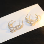 [MIRA] CREOLES MY TWIN 2 RANGS SILVER DIAMOND EARRINGS