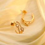 [MIRA] CREOLES MY TWIN 2 RANGS SILVER DIAMOND EARRINGS