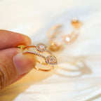 [MIRA] CREOLES MY TWIN 2 RANGS SILVER DIAMOND EARRINGS
