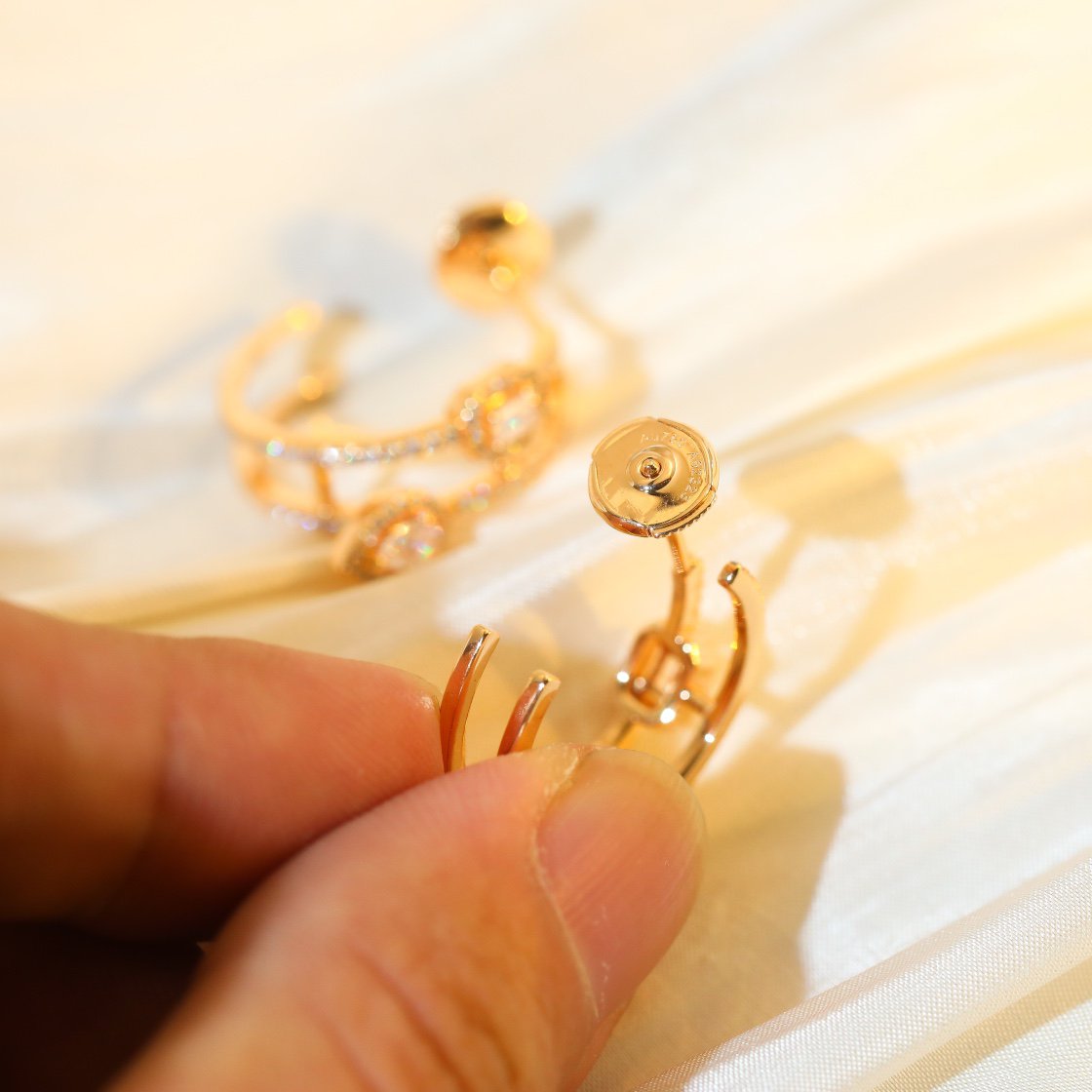 [MIRA] CREOLES MY TWIN 2 RANGS SILVER DIAMOND EARRINGS