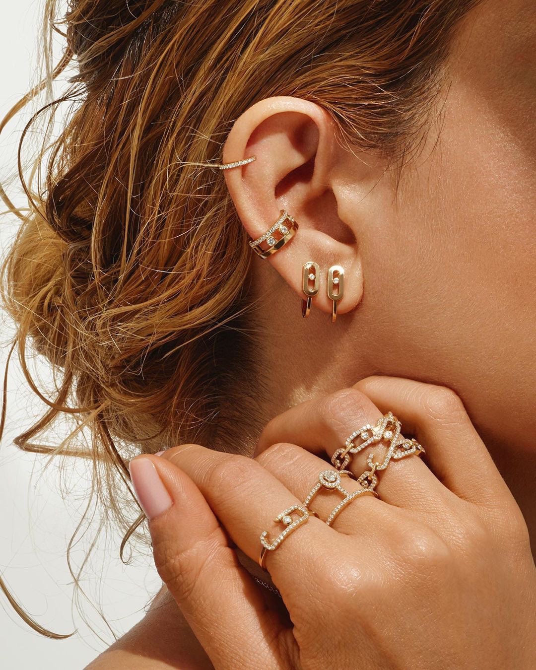 [MIRA] CREOLES MOVE UNO MINI 1 DIAMOND EARRINGS