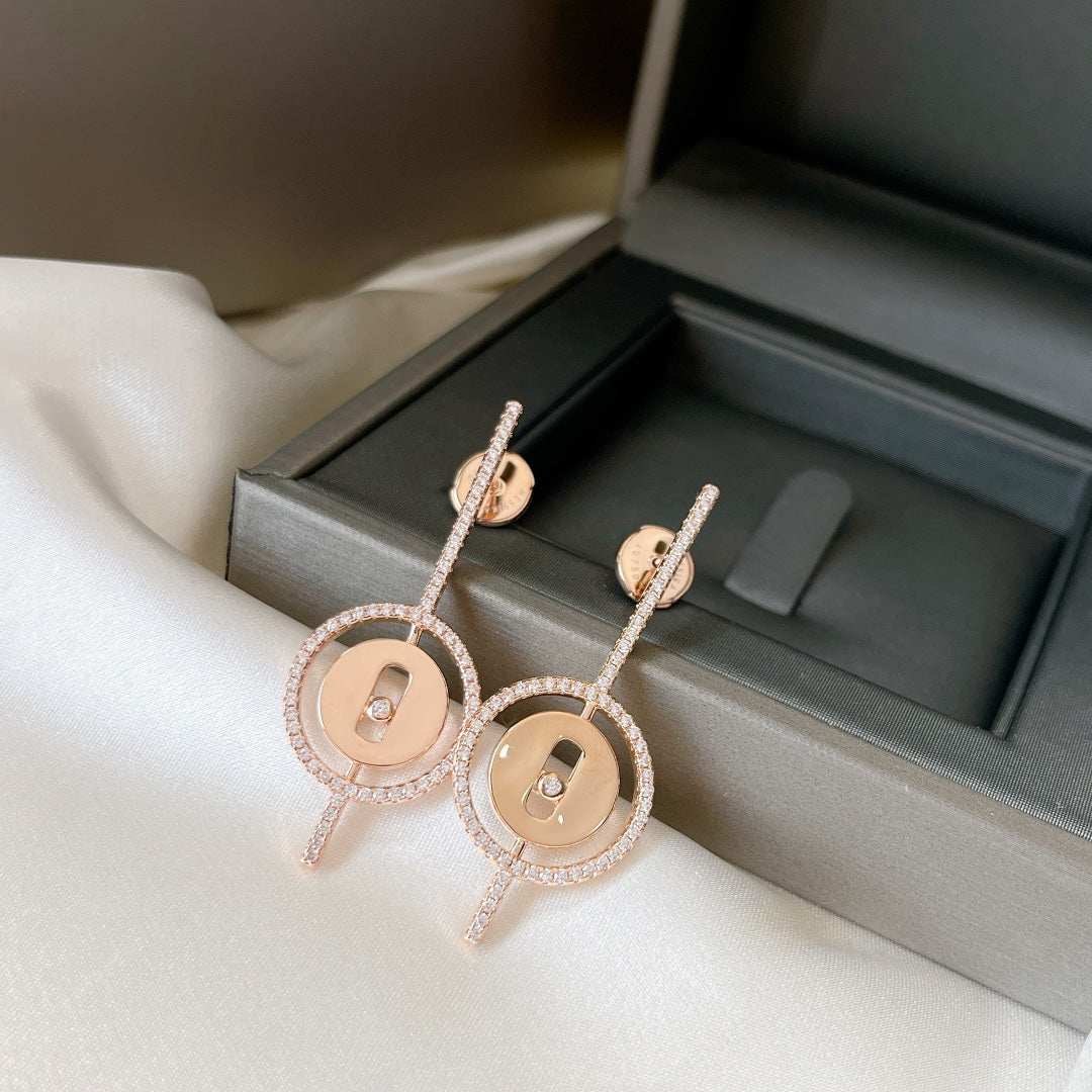 [MIRA]LUCKY MOVE ARROW PINK GOLD DIAMOND EARRINGS