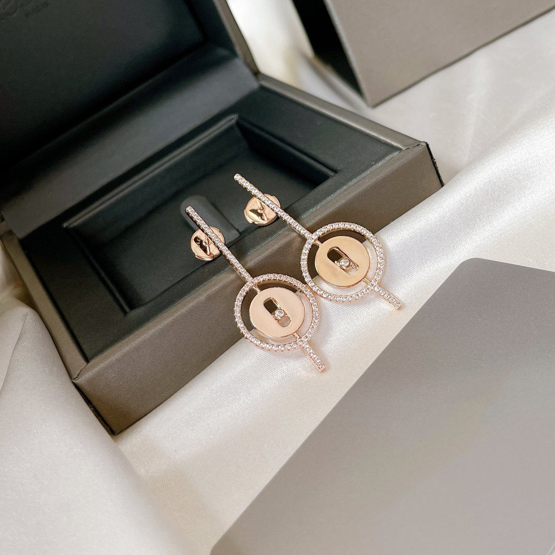 [MIRA]LUCKY MOVE ARROW PINK GOLD DIAMOND EARRINGS