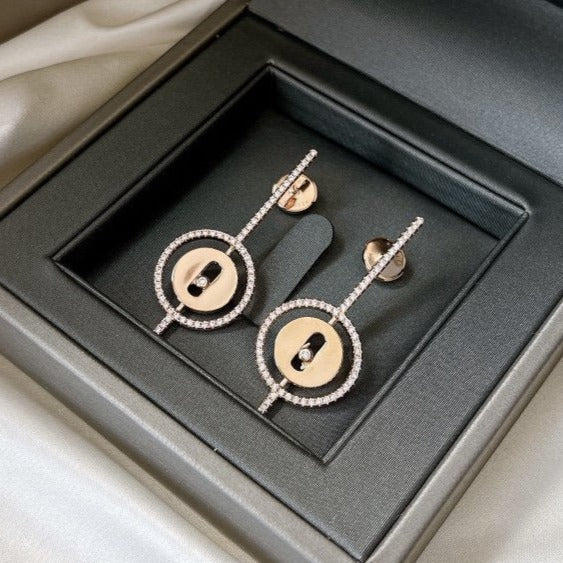 [MIRA]LUCKY MOVE ARROW PINK GOLD DIAMOND EARRINGS