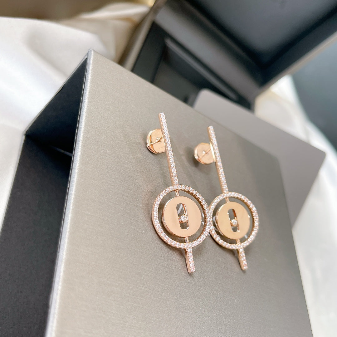 [MIRA]LUCKY MOVE ARROW PINK GOLD DIAMOND EARRINGS