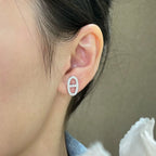 ??MIRA?¡¥HM FULL DIAMOND PIG NOSE STUD EARRINGS