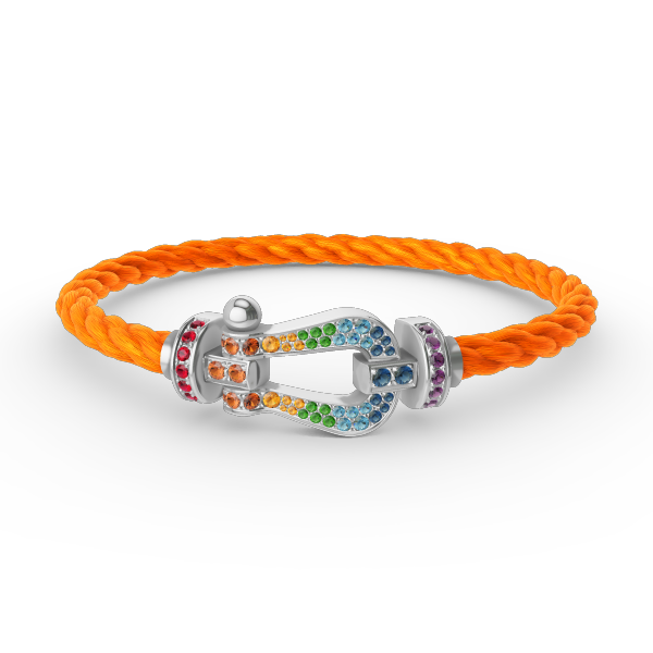 ??MIRA?¡¥FORC LARGE HORSESHOE  COLORED DIAMOND BRACELET SILVER