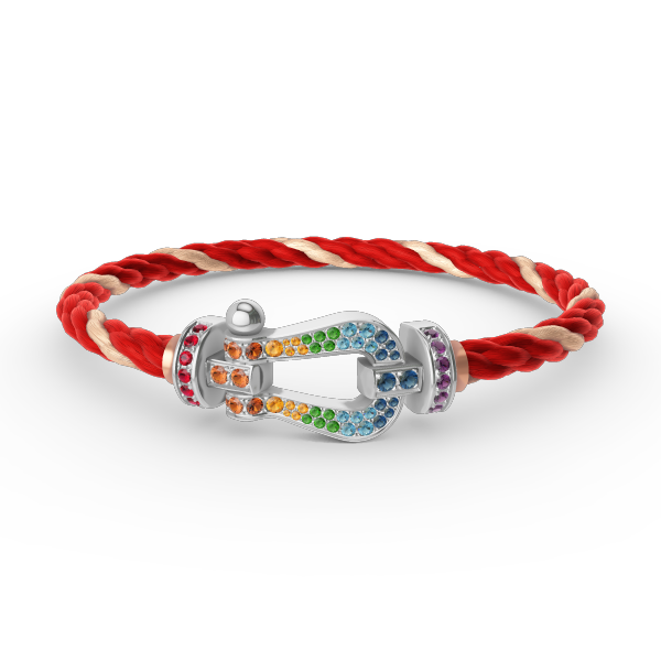 ??MIRA?¡¥FORC LARGE HORSESHOE  COLORED DIAMOND BRACELET SILVER
