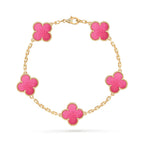 [MIRA] NEW CLOVER 5 MOTIFS PINK ENAMEL BRACELET