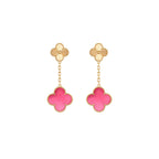 [MIRA] NEW CLOVER 2 MOTIF PINK ENAMEL EARRINGS