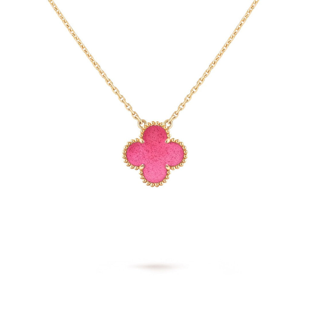 [MIRA] NEW CLOVER 15MM PINK ENAMEL NECKLACE