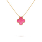 [MIRA] NEW CLOVER 15MM PINK ENAMEL NECKLACE