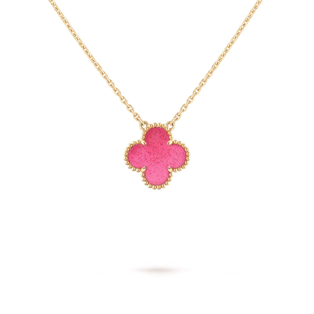 [MIRA] NEW CLOVER 15MM PINK ENAMEL NECKLACE