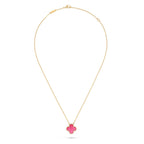 [MIRA] NEW CLOVER 15MM PINK ENAMEL NECKLACE