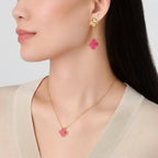 [MIRA] NEW CLOVER 15MM PINK ENAMEL NECKLACE
