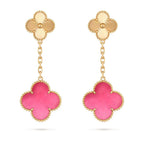 [MIRA] NEW CLOVER 2 MOTIF PINK ENAMEL EARRINGS