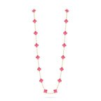 [MIRA] NEW CLOVER 20 MOTIFS PINK ENAMEL NECKLACE