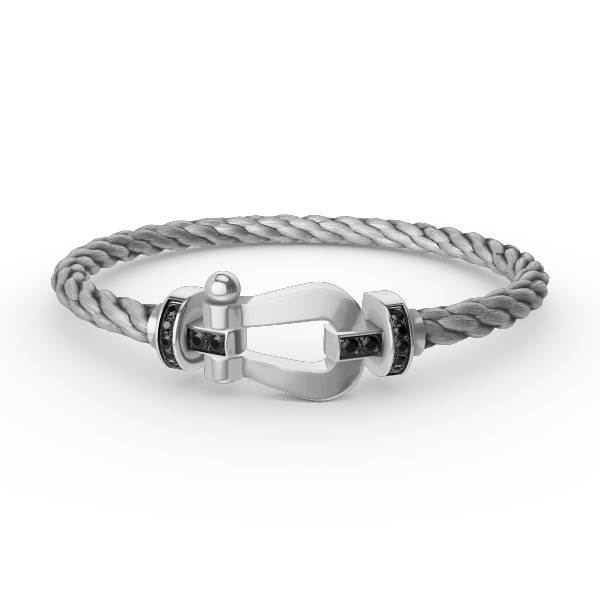 ??MIRA?¡¥FORCE LARGE HORSESHOE BLACK DIAMOND BRACELET SILVER