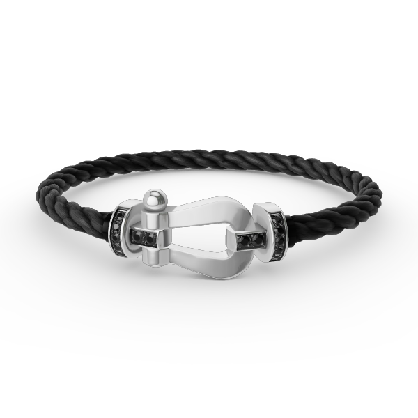 ??MIRA?¡¥FORCE LARGE HORSESHOE BLACK DIAMOND BRACELET SILVER
