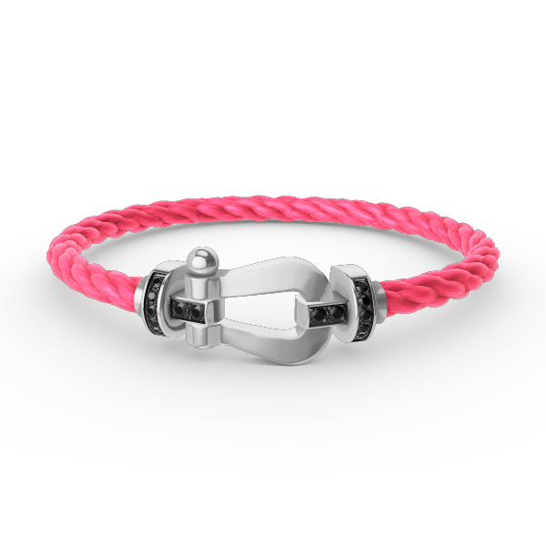 ??MIRA?¡¥FORCE LARGE HORSESHOE BLACK DIAMOND BRACELET SILVER