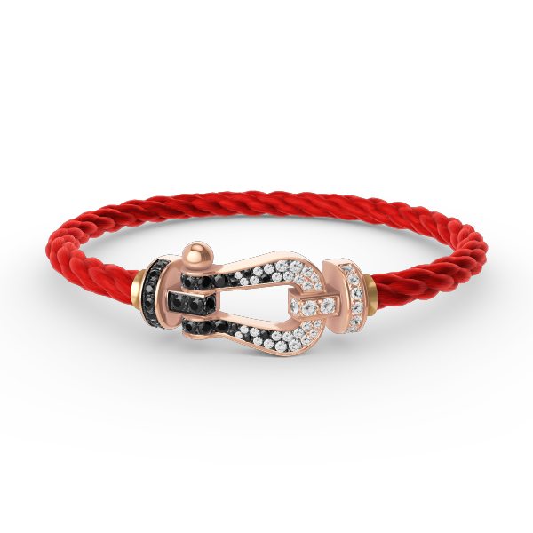 ??MIRA?¡¥FORCE LARGE HORSESHOE BLACK WHITE DIAMOND BRACELET ROSE GOLD