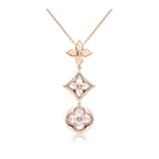 ??MIRA?¡¥COLOR BLOSSOM LARIAT NECKLACE PINK GOLD WHITE MOTHER PEARL AND DIAMOND