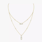 [MIRA] 2 Rows Rose Gold Diamond Pave_ Necklace Move Uno