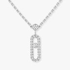[MIRA]2 Rows Rose Gold Diamond Pave_ Necklace Move Uno