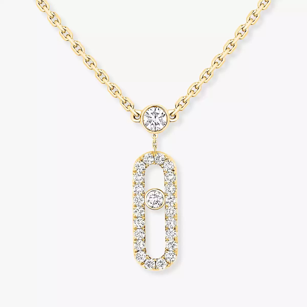 [MIRA] 2 Rows Rose Gold Diamond Pave_ Necklace Move Uno