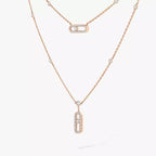 [MIRA] 2 Rows Rose Gold Diamond Pave_ Necklace Move Uno