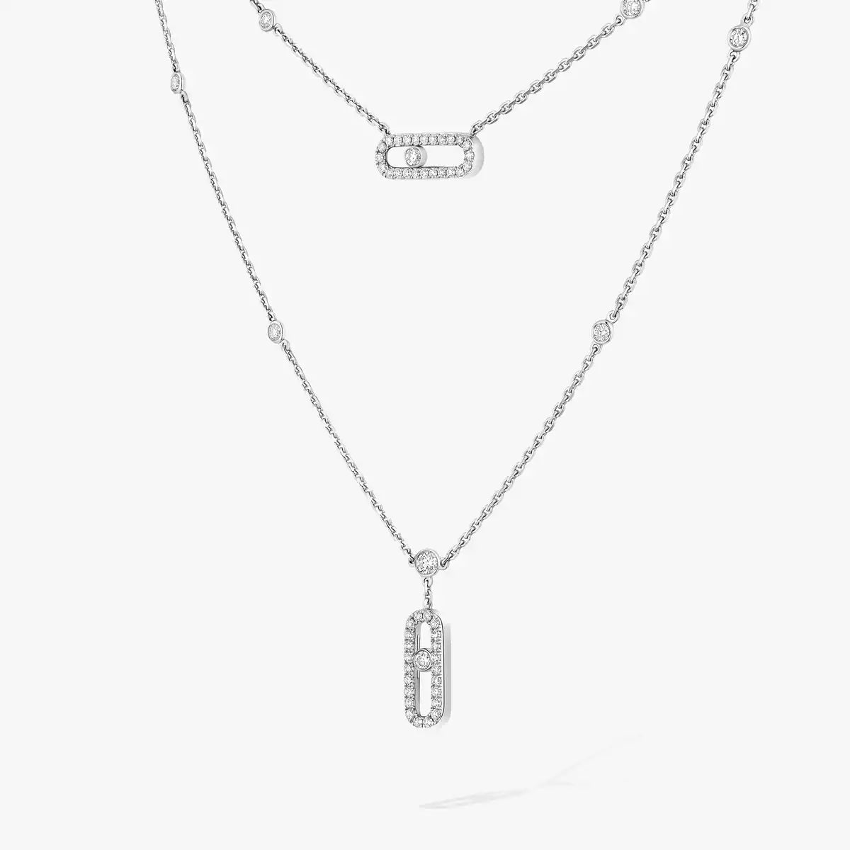 [MIRA] 2 Rows Rose Gold Diamond Pave_ Necklace Move Uno