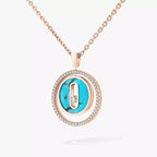 [MIRA]Lucky Move Diamond Necklace in Rose Gold and White Mother-of-Pearl
