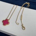 [MIRA] NEW CLOVER 15MM PINK ENAMEL NECKLACE