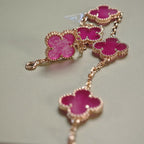 [MIRA] NEW CLOVER 5 MOTIFS PINK ENAMEL BRACELET