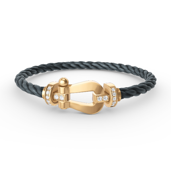 ??MIRA?¡¥FORCE LARGE HORSESHOE HALF DIAMOND BRACELET GOLD