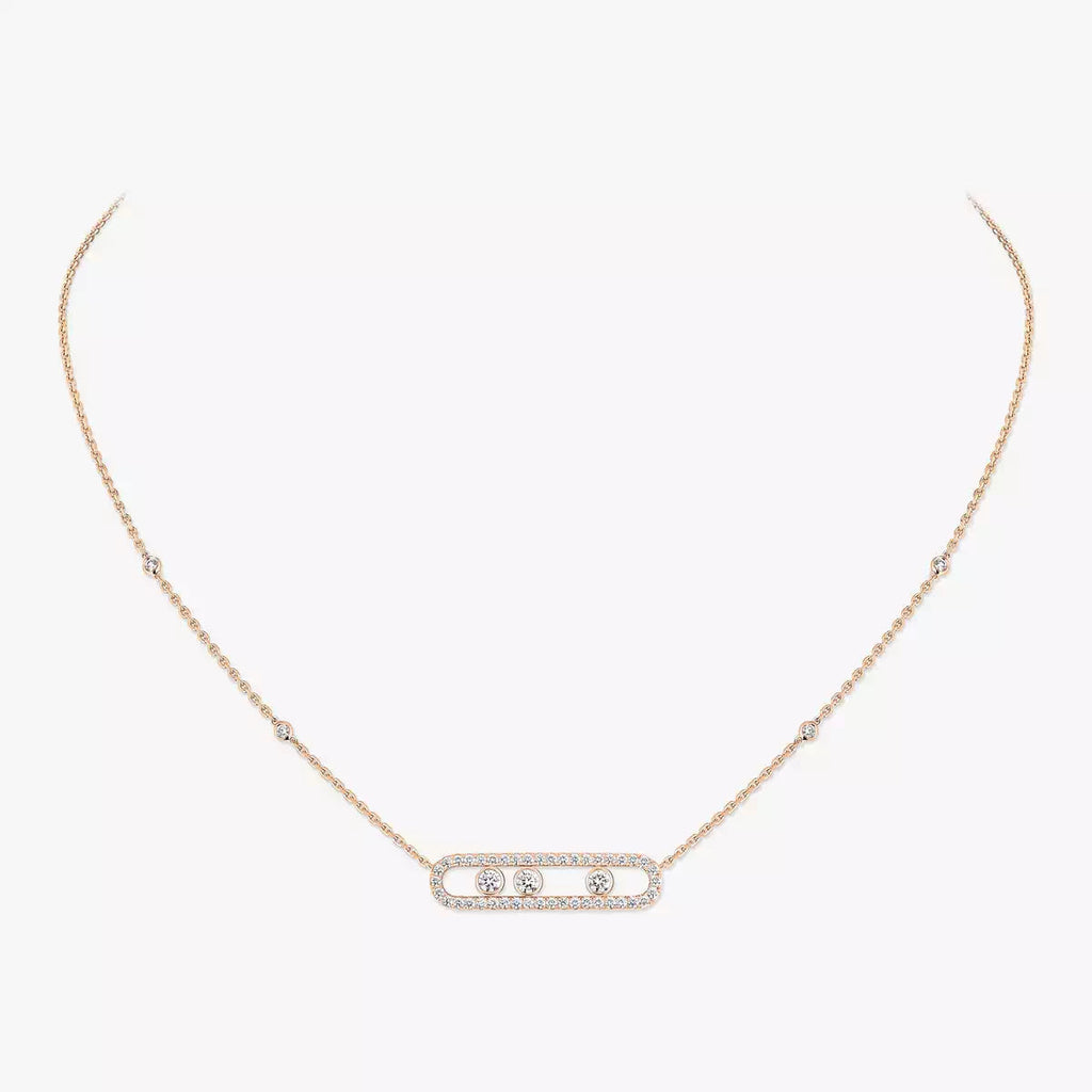 [MIRA]  Move Pave_ Rose Gold Diamond Necklace
