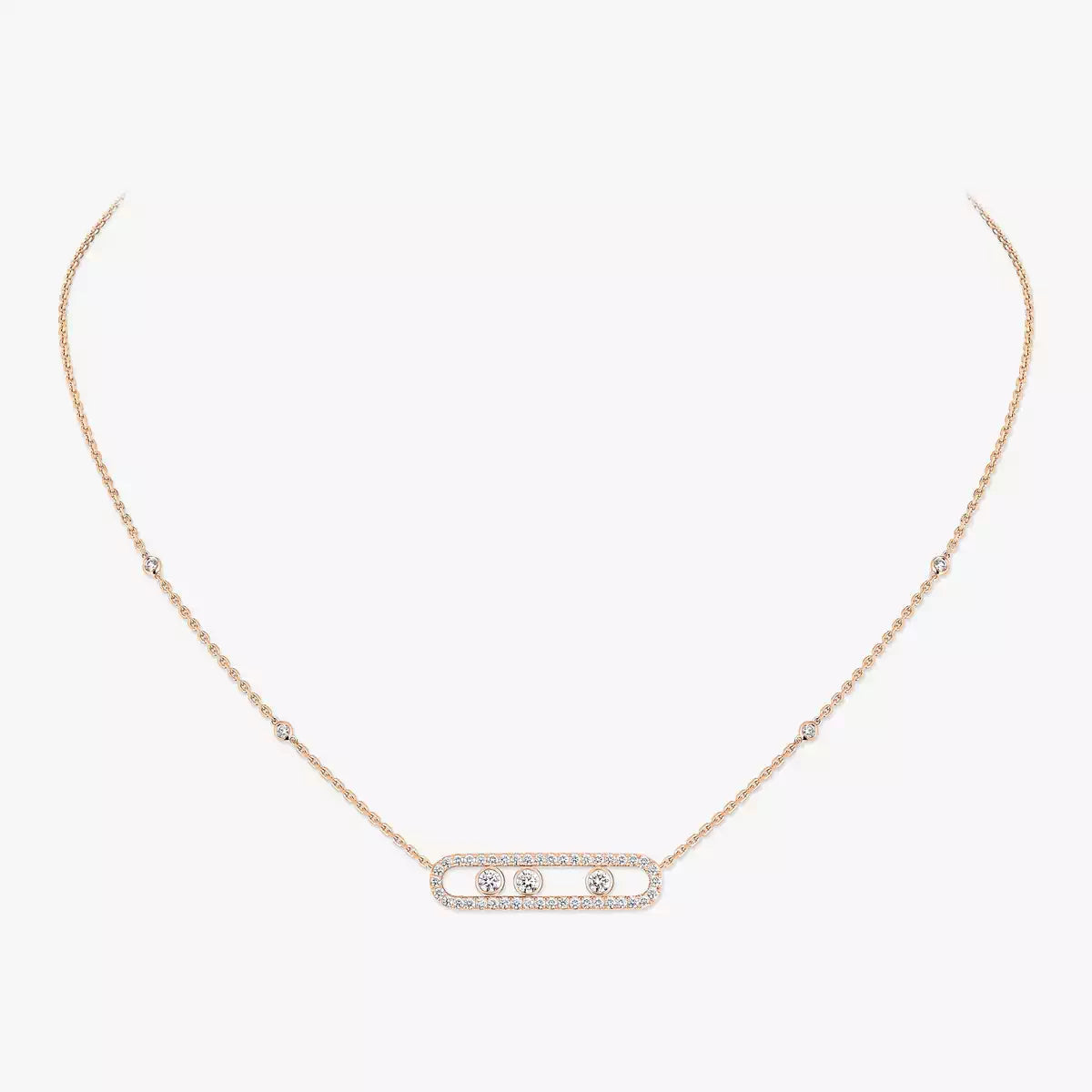 [MIRA]  Move Pave_ Rose Gold Diamond Necklace