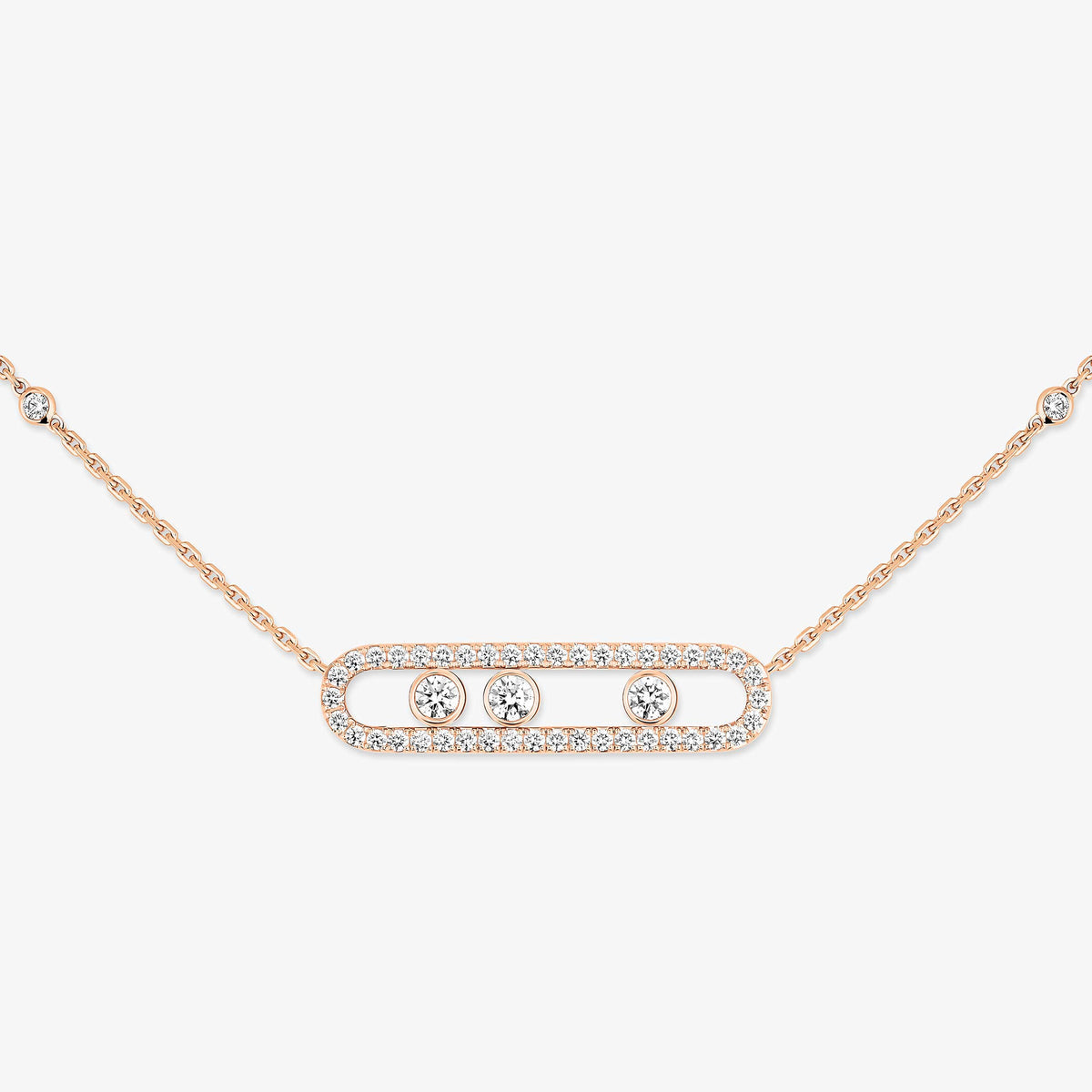 [MIRA]  Move Pave_ Rose Gold Diamond Necklace