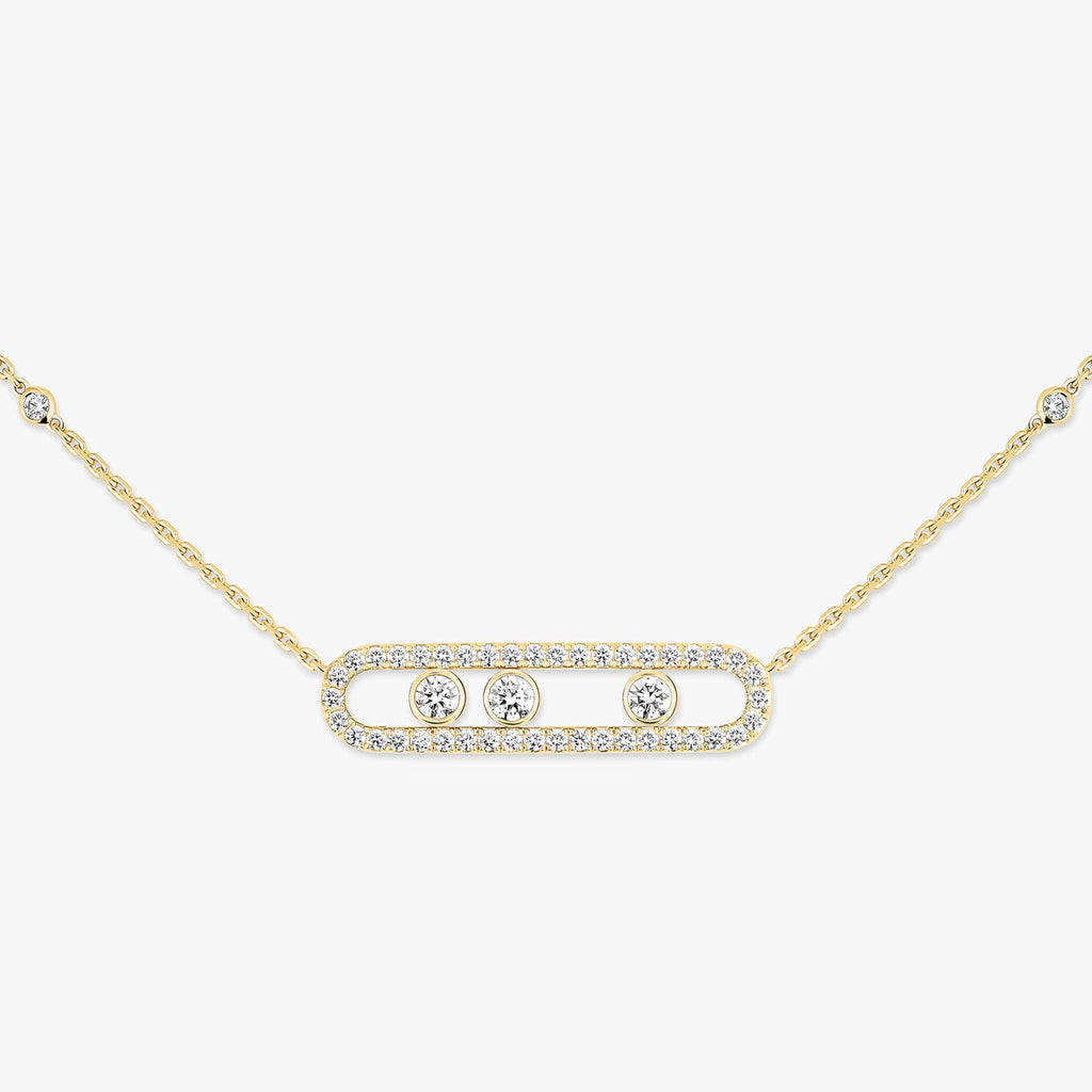 [MIRA]  Move Pave_ Rose Gold Diamond Necklace