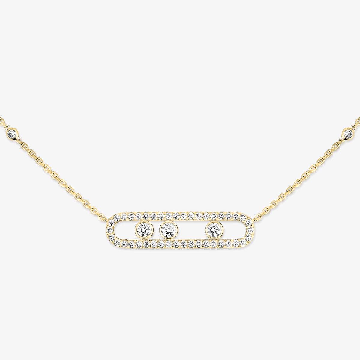 [MIRA]  Move Pave_ Rose Gold Diamond Necklace