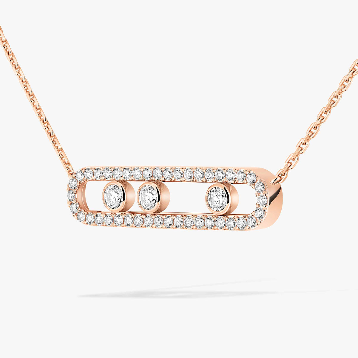 [MIRA]  Move Pave_ Rose Gold Diamond Necklace