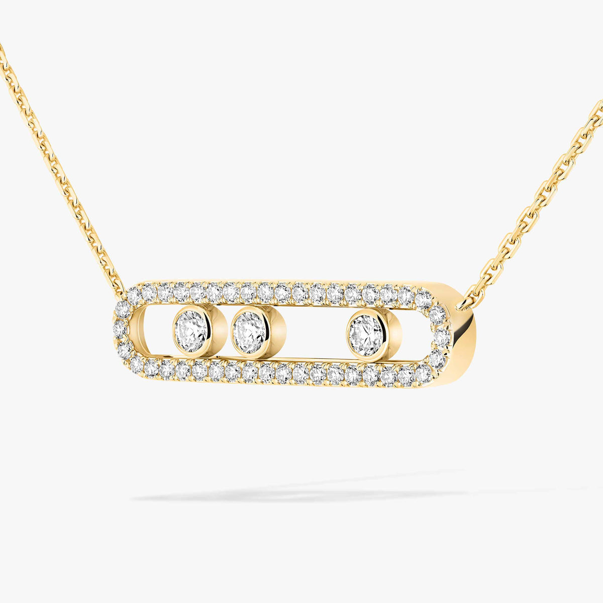 [MIRA]  Move Pave_ Rose Gold Diamond Necklace