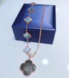 ??MIRA?¡¥COMBINED BRACELET 5 MOTIFS AND NECKLACE DARK MOP ROSE GOLD
