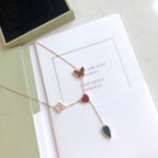 ??MIRA?¡¥LUCKY SPRING 4 MOTIFS ROSE GOLD NECKLACE