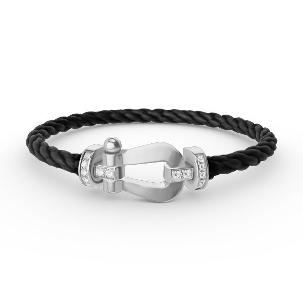 ??MIRA?¡¥FORCE LARGE HORSESHOE HALF DIAMOND BRACELET SILVER