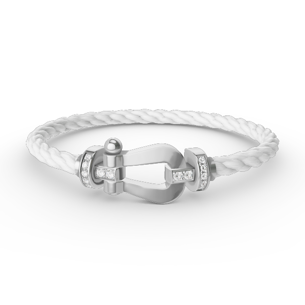 ??MIRA?¡¥FORCE LARGE HORSESHOE HALF DIAMOND BRACELET SILVER